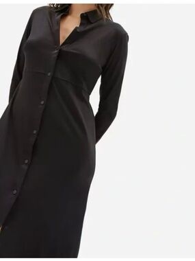 Everlane Black Luxe Cotton Shirtdress NWT